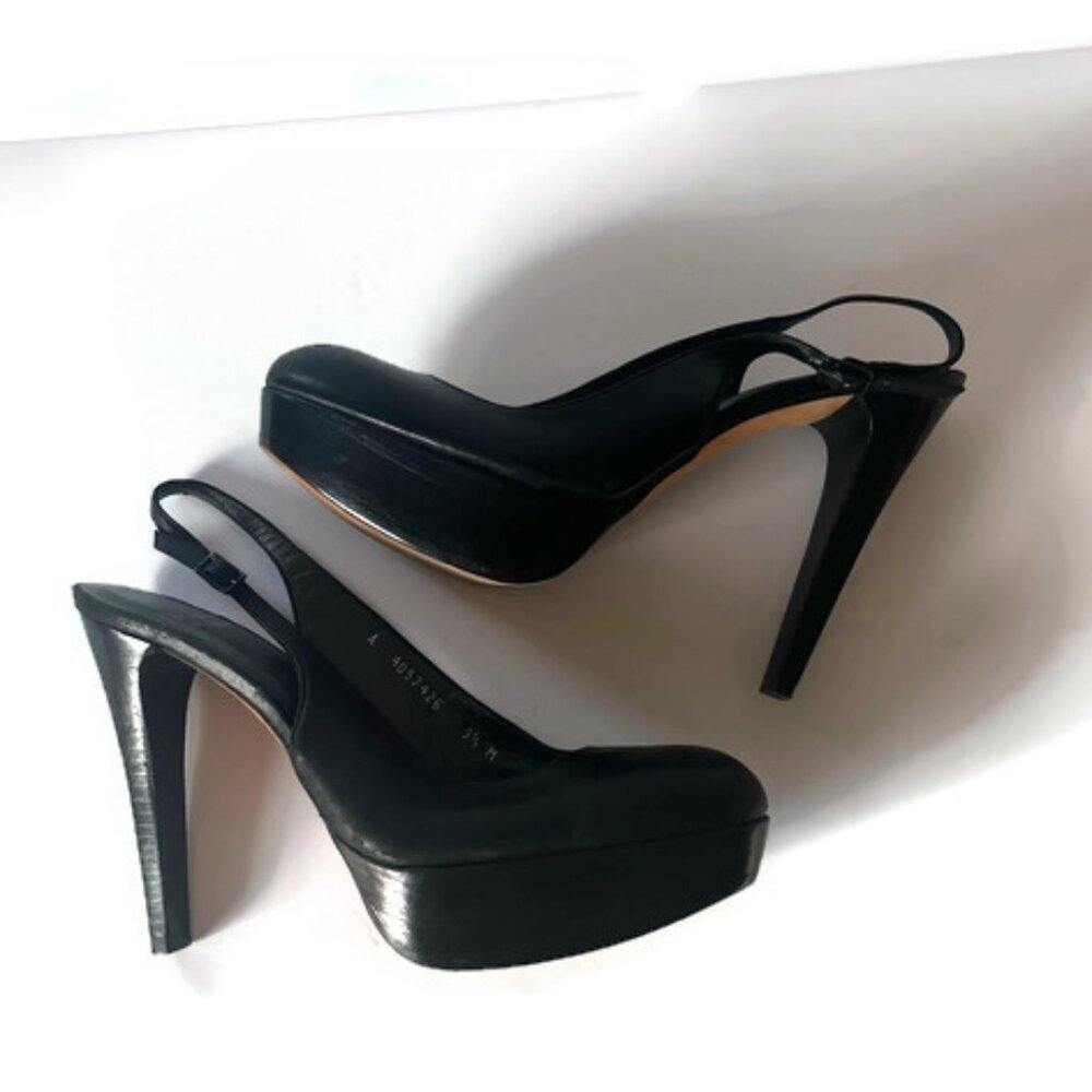 Stuart Weitzman Elegant Black Slingback Platform Heels - Picture 2 of 9